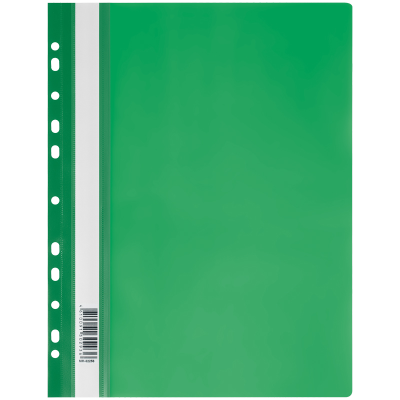 Папка-скоросшиватель пластик. перф. СТАММ А4, 160мкм, зеленая с прозр. верхом оптом
