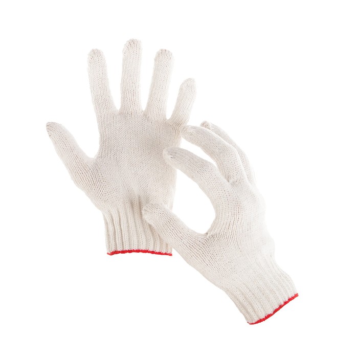 Перчатки, х/б, вязка 7 класс, 5 нитей, размер 9, без покрытия, белые оптом