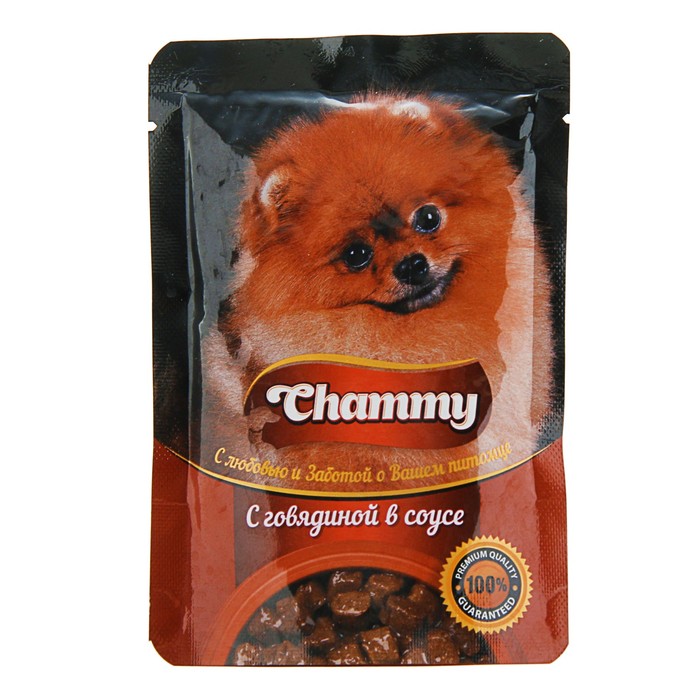 Влажный корм Chammy для собак, говядина в соусе, 85 г оптом