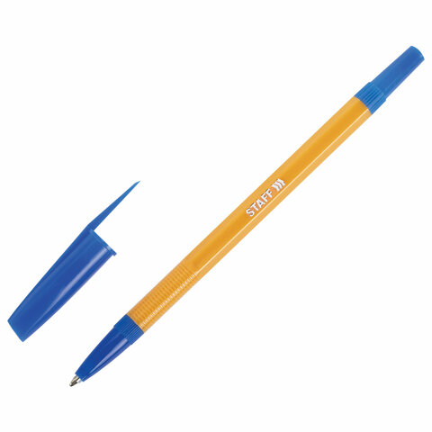 Ручка шариковая STAFF "BP-03", СИНЯЯ, корпус оранжевый, узел 1 мм, линия письма 0,5 мм, 143741 оптом