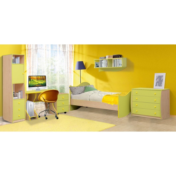 Набор мебели для детской комнаты «Юниор-11.1», 3750 ? 500 ? 1850 мм, дуб молочный / лайм оптом