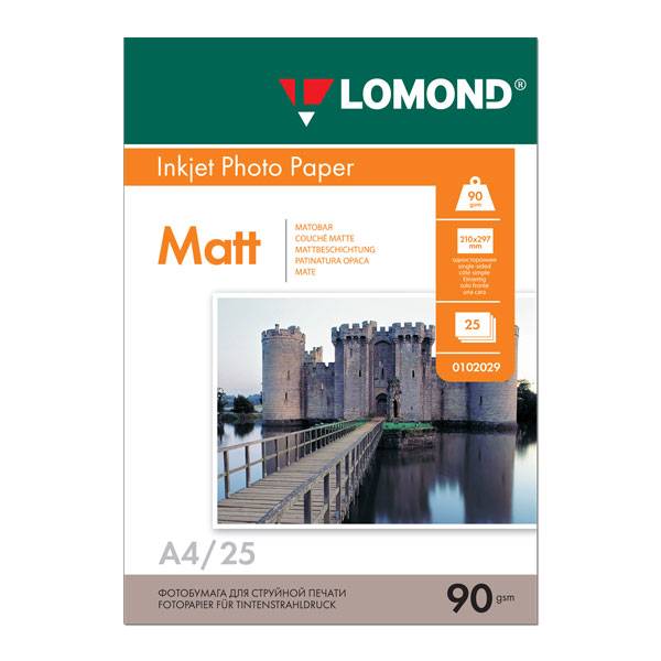 Фотобумага LOMOND матовая А4, 90 г/м2, 25 листов оптом