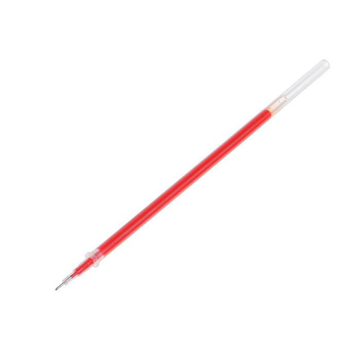 Стержень гелевый красный, 0.5 мм ,внутренний d-2.4 мм, L-128 мм игольчатый пишущий узел пластик/металл оптом