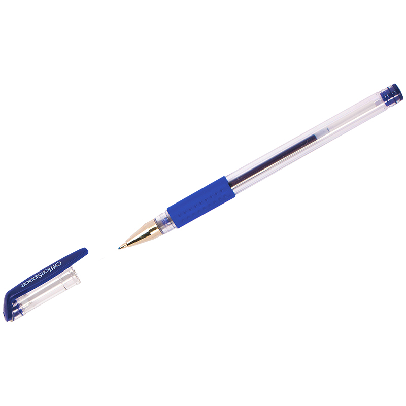 Ручка гелевая OfficeSpace синяя, 0,5мм, грип оптом