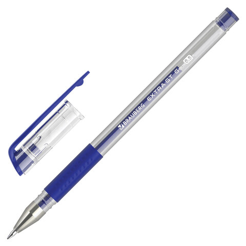 Ручка гелевая с грипом BRAUBERG "EXTRA GT", СИНЯЯ, стандартный узел 0,5 мм, линия 0,35 мм, 143915 оптом
