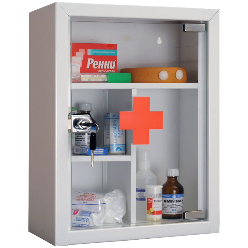 Аптечка для медикаментов Hilfe AMD-39G, со стеклом, 390*300*160мм оптом