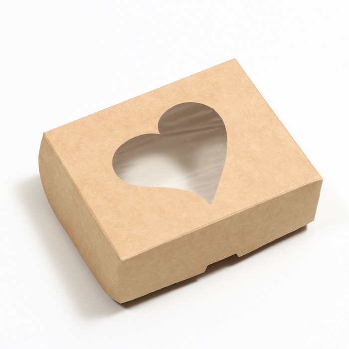 Коробка складная "Сердца", крафт, 10 х 8 х 3,5 см оптом