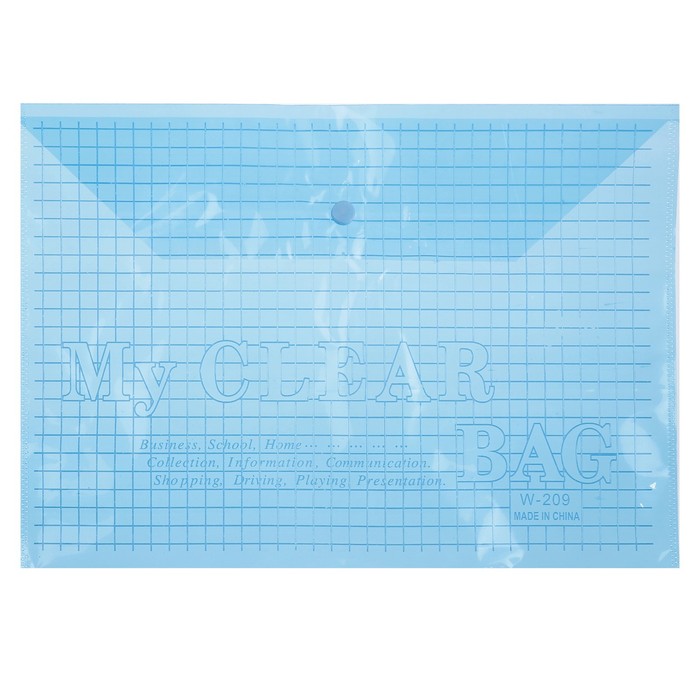 Папка-конверт на кнопке Calligrata "Клетка" А4, 120 мкм, тонированная, синяя оптом