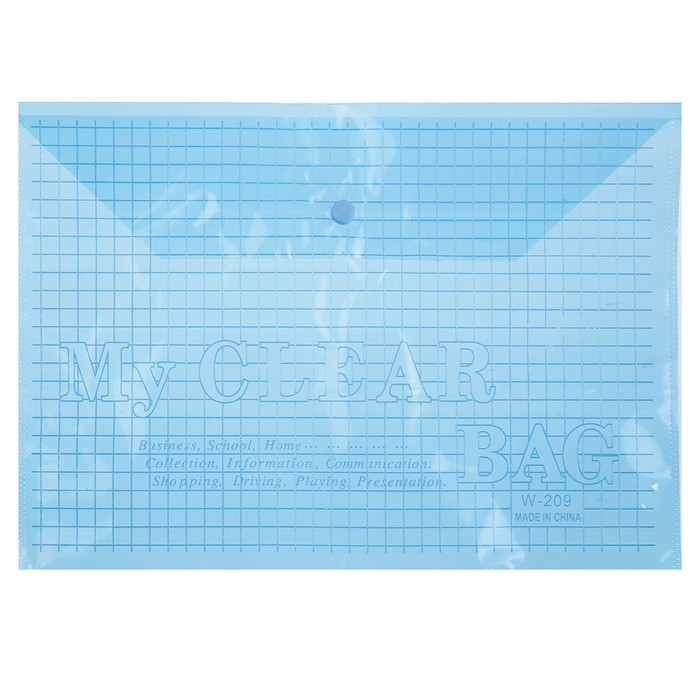 Папка-конверт на кнопке Calligrata "Клетка" А4, 80 мкм, тонированная, синяя оптом