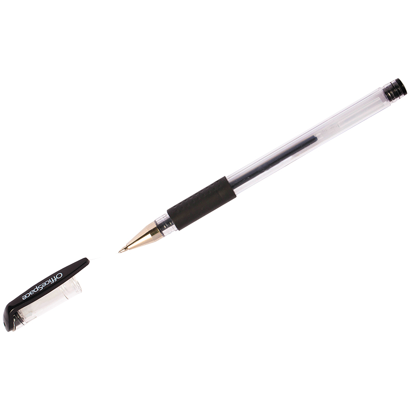 Ручка гелевая OfficeSpace черная, 0,5мм, грип оптом
