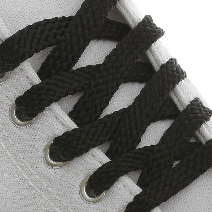 Шнурки для обуви, пара, плоские, 8 мм, 70 см, цвет чёрный оптом