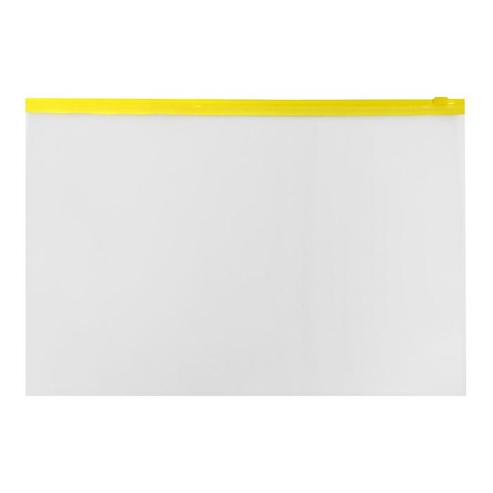 Папка-конверт на ZIP-молнии A4, 150 мкм, Calligrata, прозрачная, жёлтая молния оптом