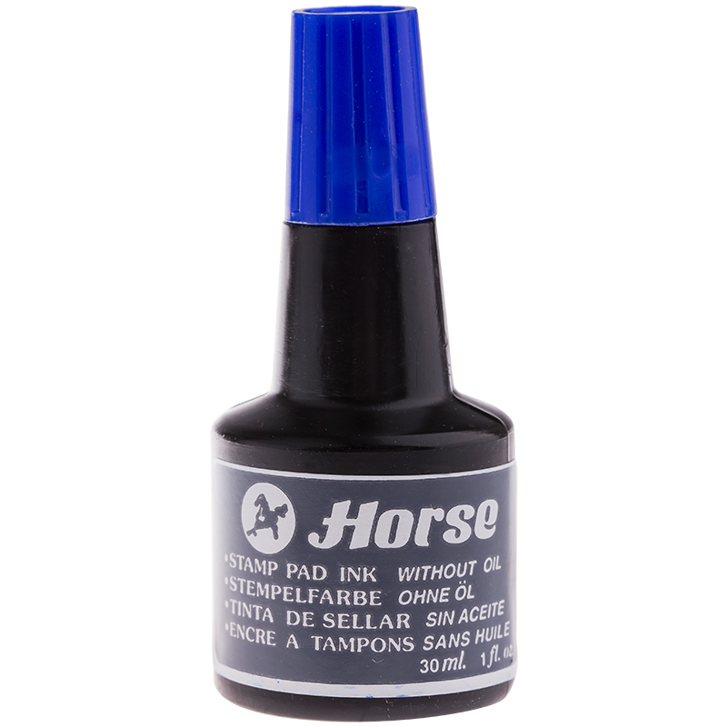 Штемпельная краска Horse, 30мл, синяя оптом