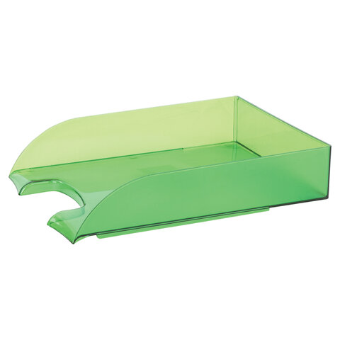 Лоток горизонтальный для бумаг BRAUBERG "Office style", 320х245х65 мм, тонированный зеленый, 237292 оптом