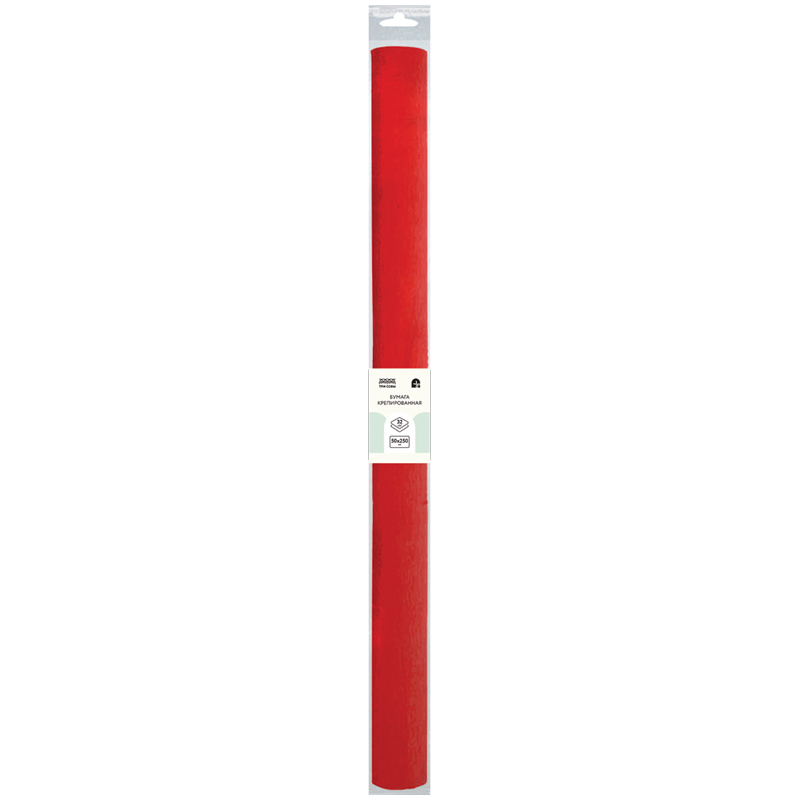 Бумага крепированная ТРИ СОВЫ, 50*250см, 32г/м2, красная, в рулоне, пакет с европодвесом оптом