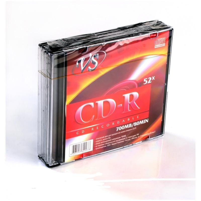 Носители информации CD-R, 52x, VS, Slim/5, VSCDRSL501 оптом