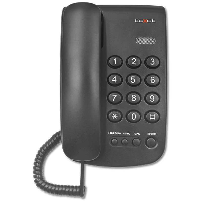 Телефон проводной Texet TX-241, повторный набор, черный оптом