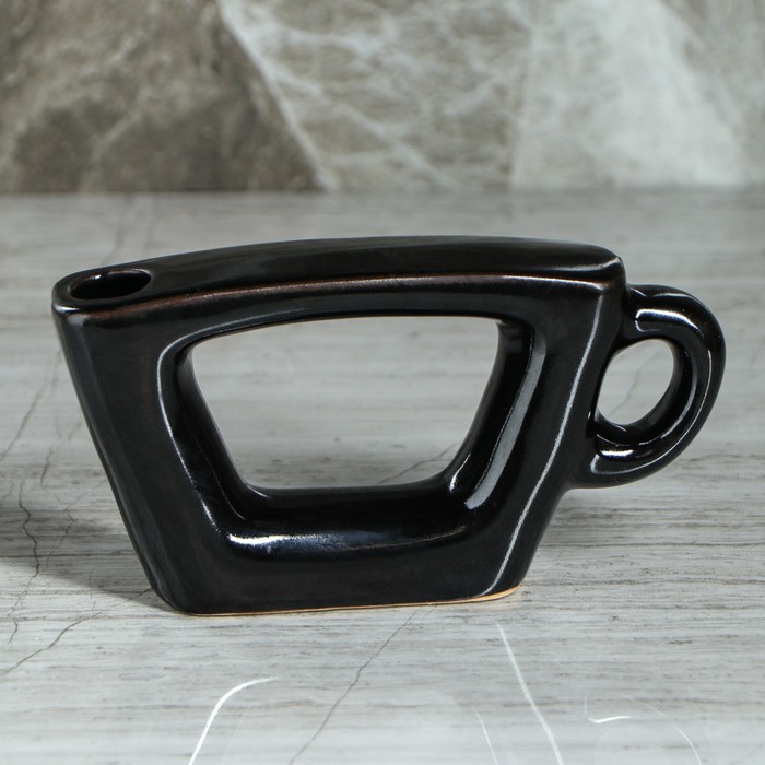 Ваза настольная "Чашка", чёрная, керамика, 7 см оптом
