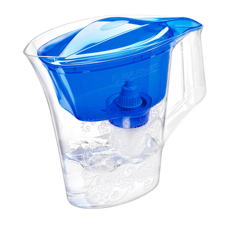 Кувшин-фильтр для воды Барьер "Танго" синий с узором, с картриджем, 2,5л, без индикатора оптом
