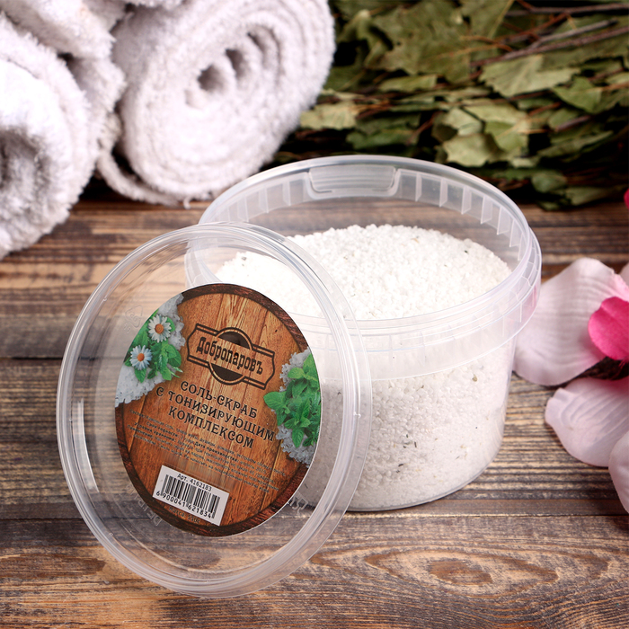 Солевой скраб "Добропаровъ" из белой каменной соли с маслом пихты и травами, 550 гр оптом