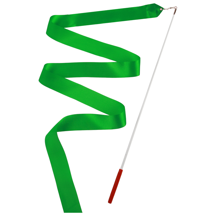 Лента гимнастическая 2 м с палочкой, цвет зеленый оптом
