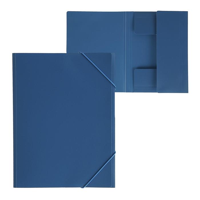 Папка на резинке А4, 500 мкм, Calligrata, корешок 4 мм, до 300 листов, тиснение "песок", синяя оптом