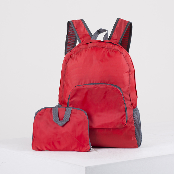 Рюкзак складной, отдел на молнии, наружный карман, 2 боковых сетки, цвет красный оптом
