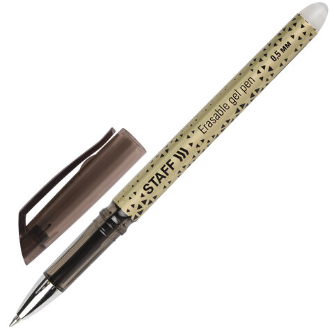 Ручка стираемая гелевая STAFF "College GP-200", ЧЕРНАЯ, хромированные детали, узел 0,5 мм, линия письма 0,35 мм, 142495 оптом