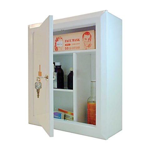 Шкафчик-аптечка металлический, навесной, внутренние перегородки, ключевой замок, 400x360x140 мм оптом