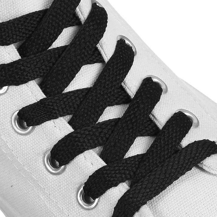 Шнурки для обуви плоские, 8 мм, 70 см, цвет чёрный оптом