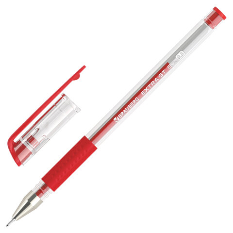 Ручка гелевая с грипом BRAUBERG "EXTRA GT NEEDLE", КРАСНАЯ, игольчатый узел 0,5 мм, линия 0,35 мм, 143921 оптом