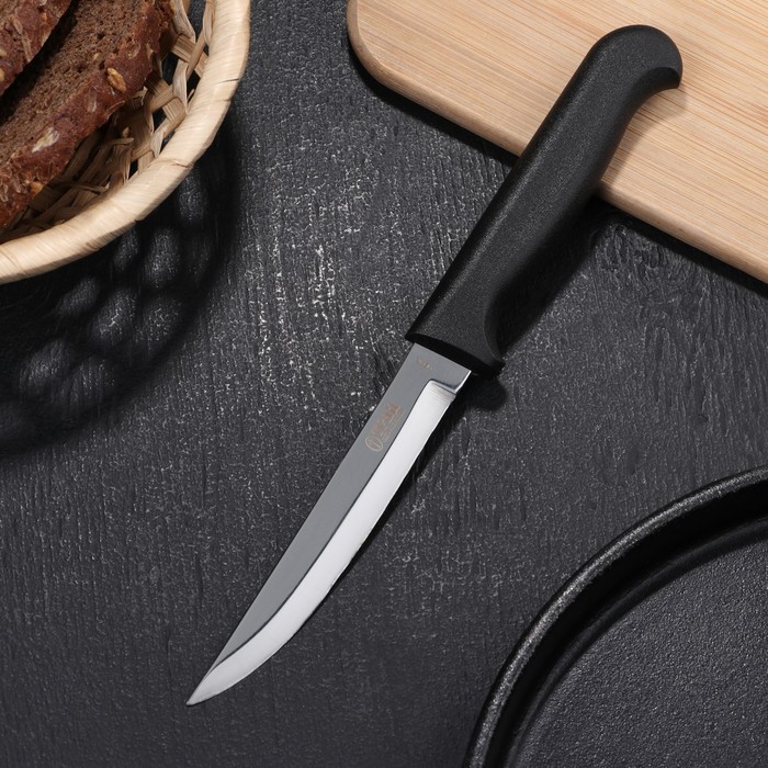 Нож кухонный «Элегант», для овощей, лезвие 11 см, с пластиковой ручкой, цвет чёрный оптом
