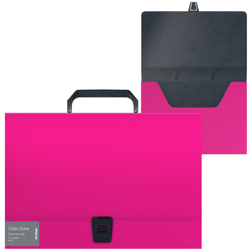 Папка-портфель 1 отделение Berlingo "Color Zone" А4, 330*230*35мм, 1000мкм, розовая оптом