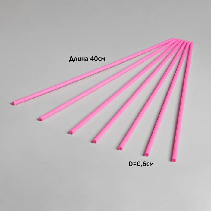 Трубочка для шаров, флагштоков и сахарной ваты, длина 41 см, d=6 мм, цвет светло-розовый оптом