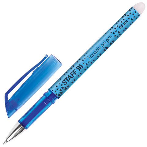 Ручка стираемая гелевая STAFF "College GP-199", СИНЯЯ, хромированные детали, узел 0,5 мм, линия письма 0,35 мм, 142494 оптом
