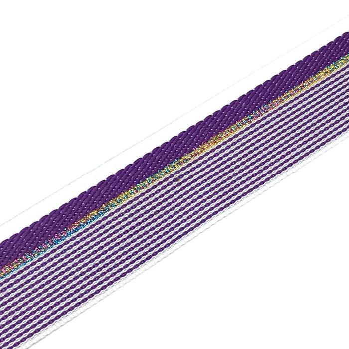 Тесьма, размер 2,8 см 1 метр, цвет фиолетовый, белый, строчка люрекс оптом