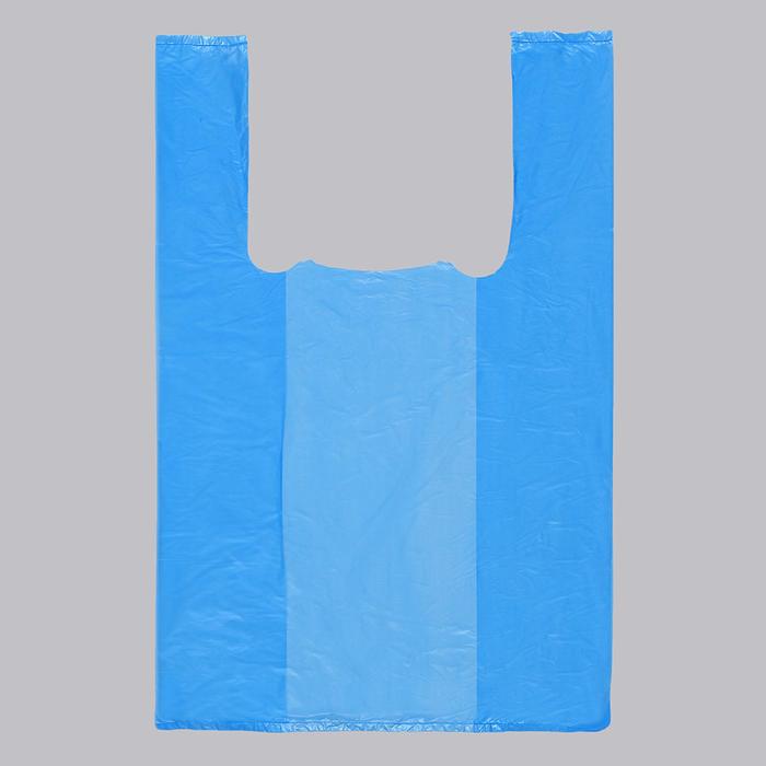 Пакет "Синий", полиэтиленовый, майка, 25 х 45 см, 14 мкм оптом