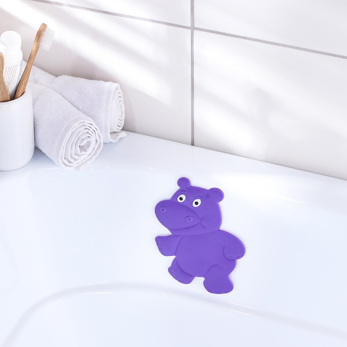 Мини-коврик для ванны Доляна «Бегемотик», 12?13 см, цвет фиолетовый оптом