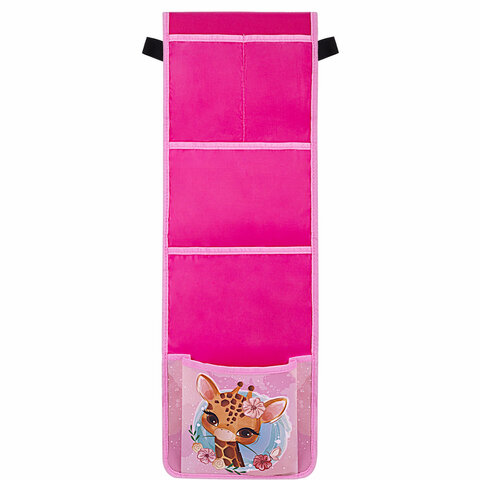 Кармашки-органайзер в шкафчик для детского сада ЮНЛАНДИЯ, 5 карманов, 21х68 см, "Giraffe", 271428 оптом
