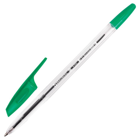 Ручка шариковая BRAUBERG "X-333", ЗЕЛЕНАЯ, корпус прозрачный, узел 0,7 мм, линия письма 0,35 мм, 142408 оптом