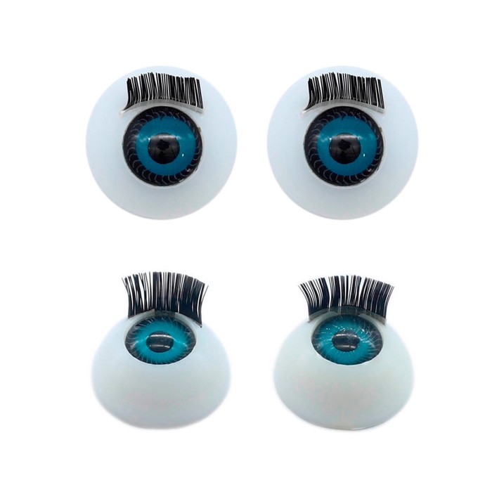 Глаза с ресничками круглые 18 мм, 4 шт. в упаковке (голубой) оптом