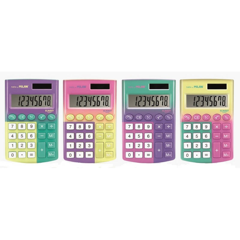 Калькулятор карманный Milan Sunset 8-разр дв. питание цвет в ассорт оптом