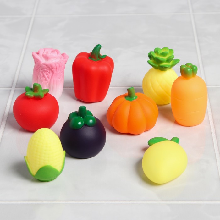 Набор резиновых игрушек для игры в ванной «Овощной набор», 9 шт оптом