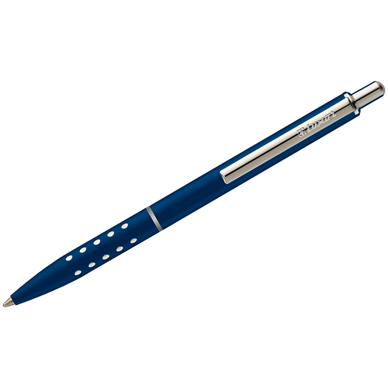 Ручка шариковая Luxor "Window" синяя, 1,0мм, корпус синий/хром, кнопочный механизм оптом