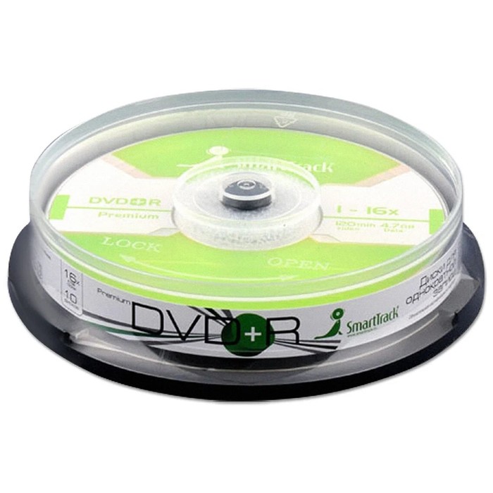 Диск DVD+R SmartTrack, 16х, 4.7 Гб, Cake Box, 10 шт оптом