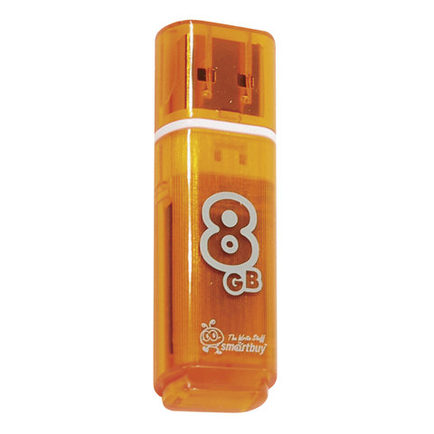 Флеш-диск 8 GB, SMARTBUY Glossy, USB 2.0, оранжевый, SB8GBGS-Or оптом