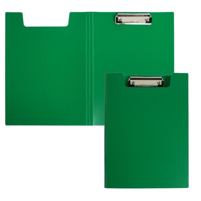 Папка-планшет с зажимом А4, 1.2 мм, Calligrata, пластик, зелёная (клипборд с крышкой) оптом