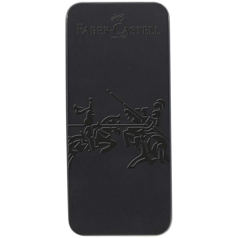 Футляр подарочный дизайнерский Faber-Castell для ручек, с откидной крышкой, черный корпус, металлическая коробка оптом