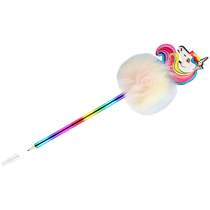 Ручка шариковая MESHU "Rainbow Unicorn" синяя, 0,7мм, корпус ассорти, с топпером оптом