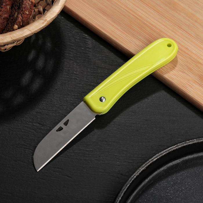 Нож кухонный складной, 7 см, цвет МИКС оптом